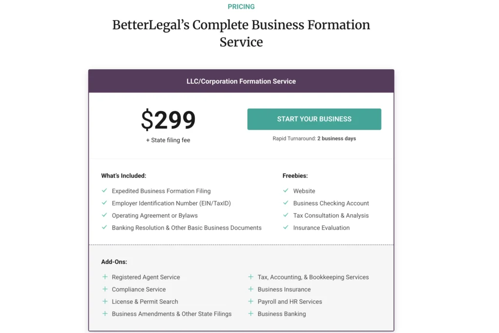 BetterLegal Pricing