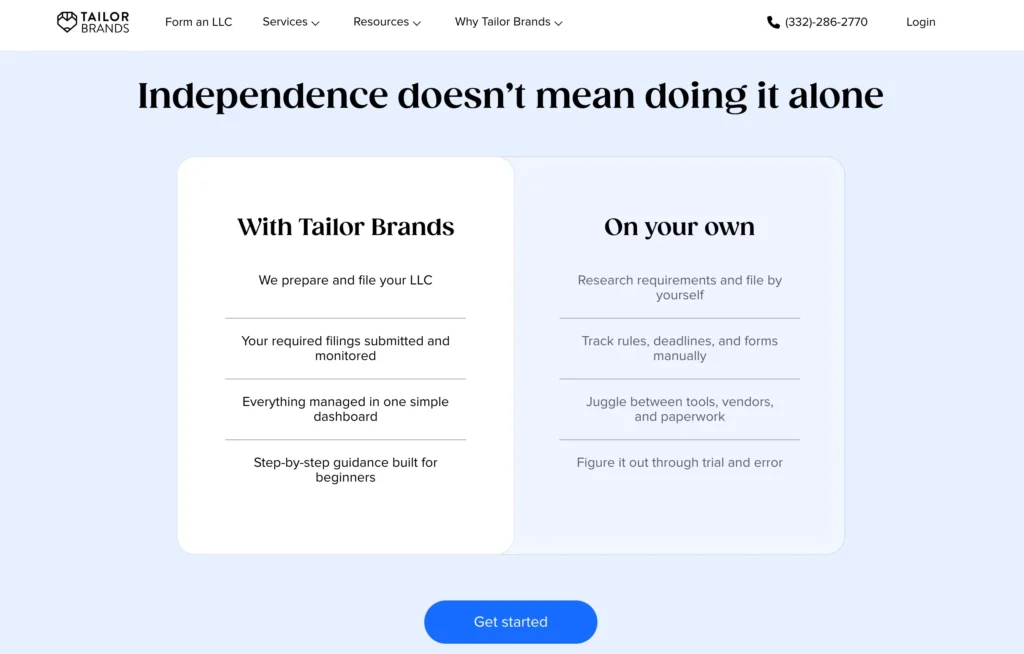 Tailor Brands Features